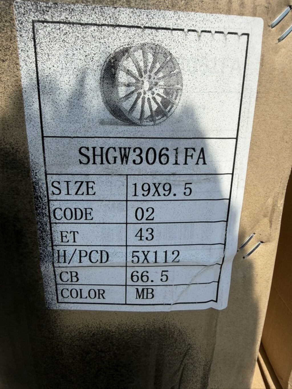 19" yüngül lehimli disk dəsti Model: SHGW3061FA Ölçü: 19x9.5 Bolt — Avto, Digah (3)