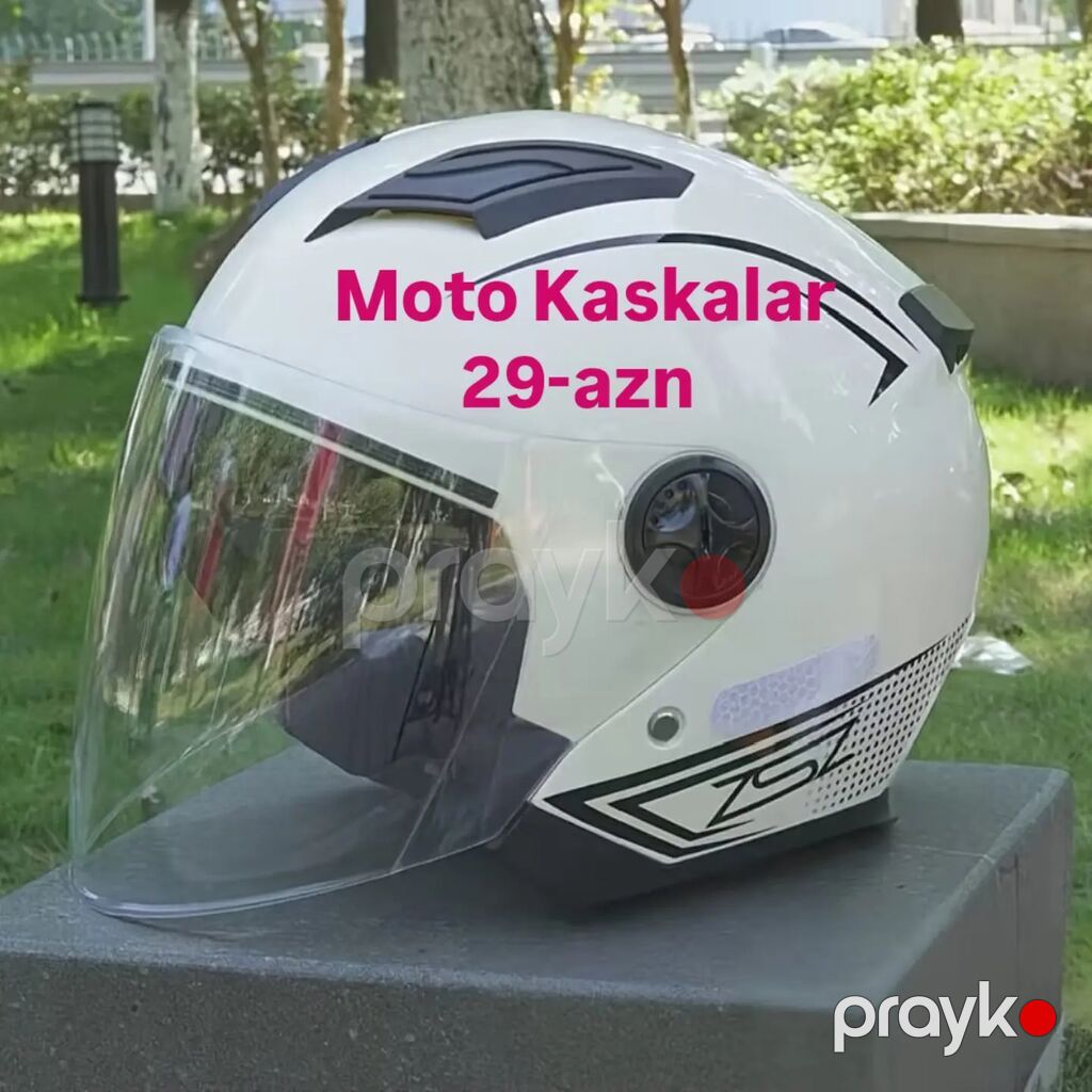 Ağ rəngdə şəhər tipli motosiklet və Skuterlər üçün dəbilqə Hər növ — Motosiklet geyimi, Bakı (7)