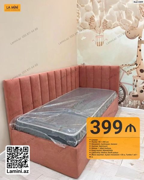 Məhsul: Yumşaq bucaqlı çarpayı - Ölçü: 90 200 sm - Mexanizm — Bakı
