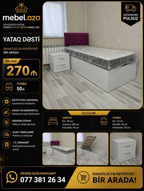Təknəfərlik çarpayı, Tumba, Rusiya, Yeni — Bakı