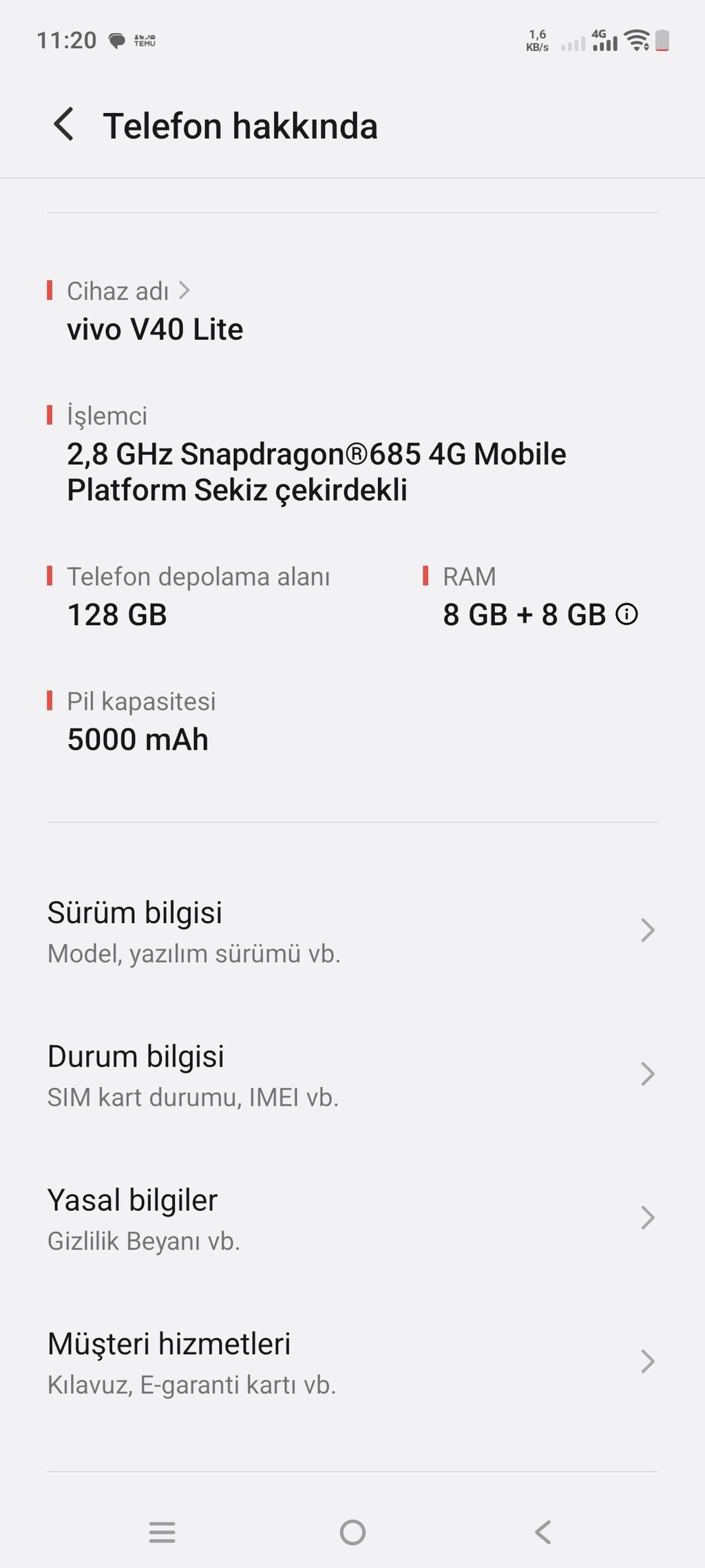 Vivo V40 Lite 8/128 GB satılır 8 GB RAM + 8 GB virtual RAM (8+8 GB) — Mallar, Bakı (2)