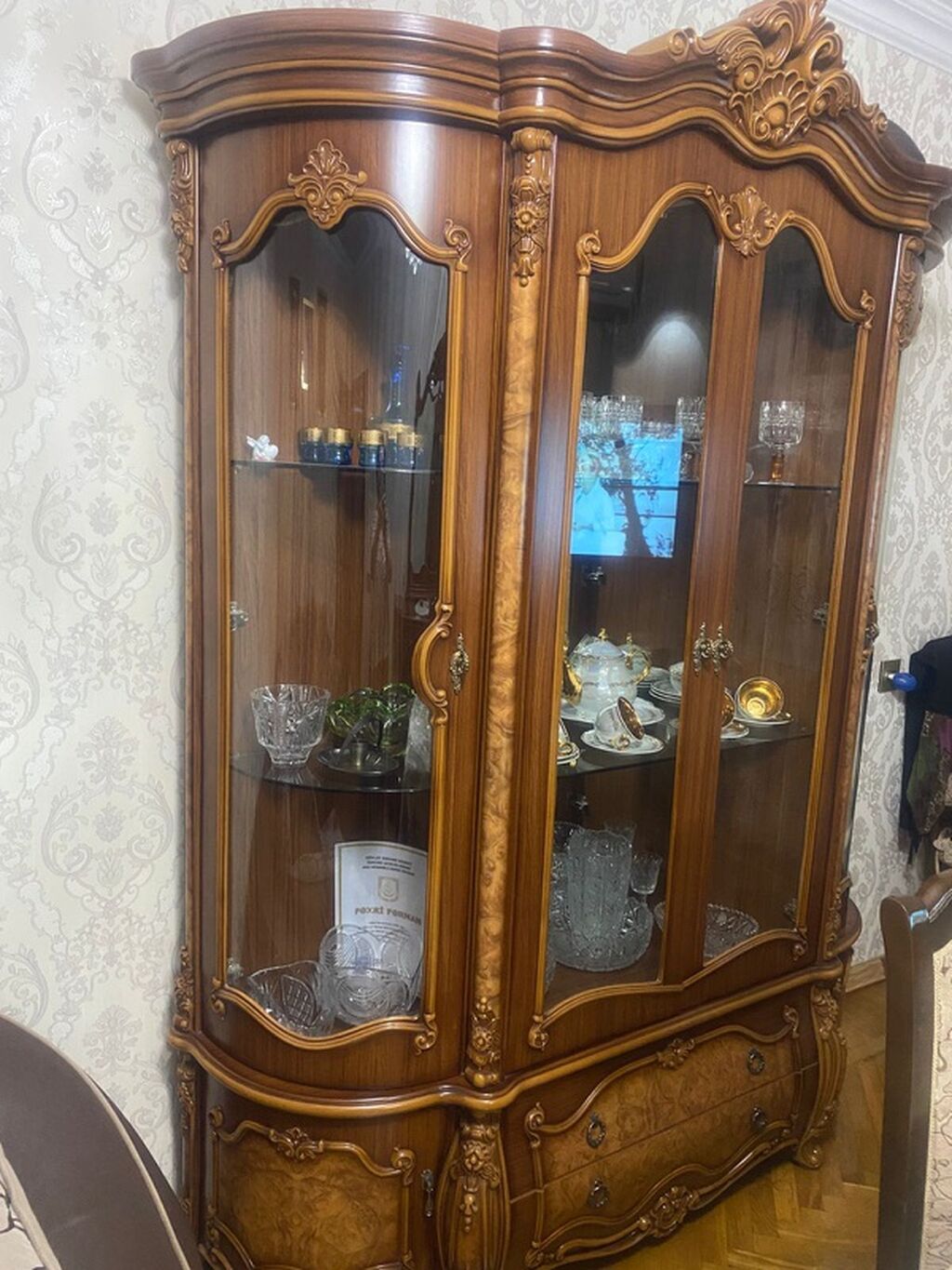Klassik üslubda taxta qonaq otağı dəsti - Material: təbii ağac — Mebel, Bakı (3)