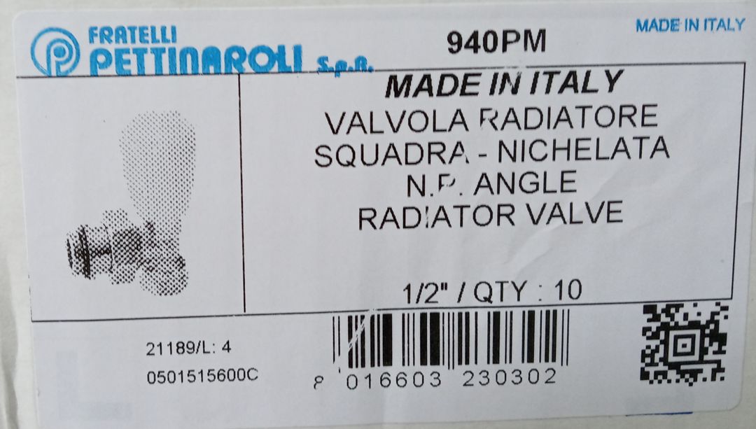 Radiator Ventili Pettinaroli 940PM Köşə (Italiya İstehsalı) — Kranlar və mıxaçlar, Bakı (8)