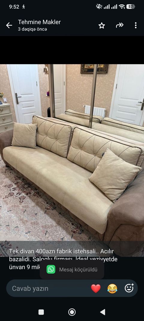 Tek divan 400azn fabrik istehsali. Acılır bazalidi. Saloglu firması — Bakı
