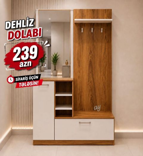 Dehliz dolabı – funksional və estetik dizayn - Qiymət: 239 AZN — Bakı