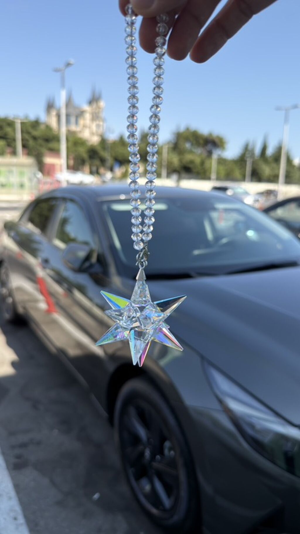 Avtomobil üçün asqı bəzəyi – kristal ulduz prizma - Material: işıq — Avto, Bakı (2)