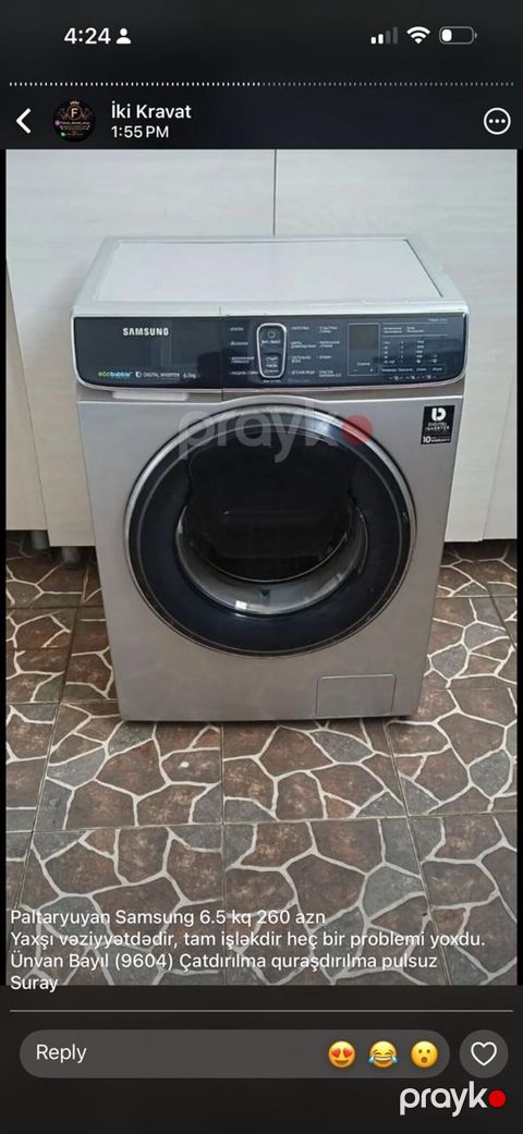 Paltaryuyan Samsung 6.5 kq 260 azn Yaxşı vəziyyətdədir, tam işləkdir
