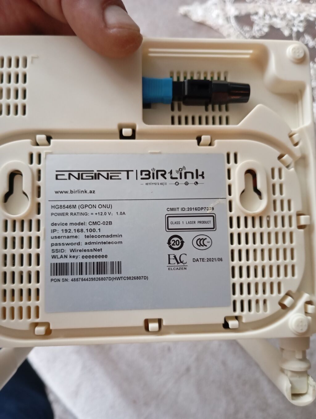 Gpon ONU router – Enginet Birlink HG8546M Xüsusiyyətlər: - Model — Elektronika, Bakı