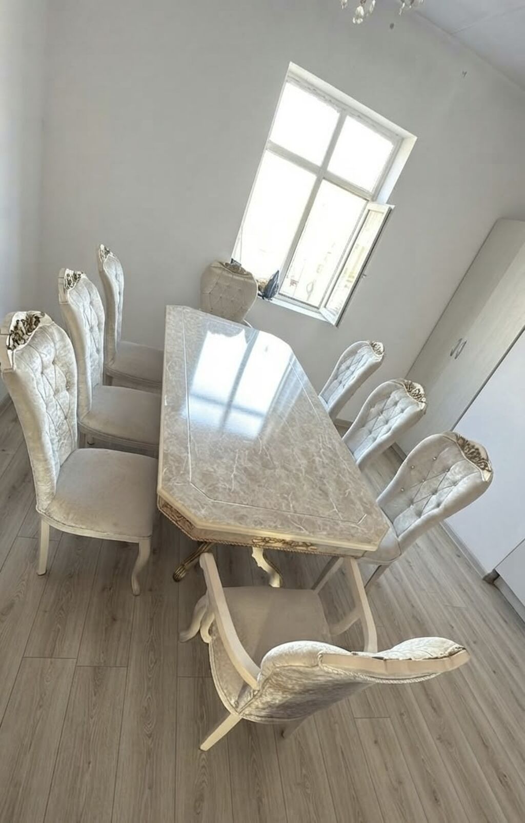 Qonaq otağı üçün, İşlənmiş, Açılmayan, Dördbucaq masa, 8 stul — Mebel, Bakı (4)
