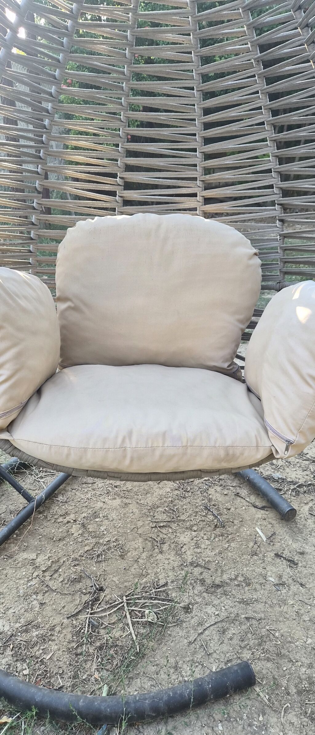 Asma yelləncək kreslo – rattan effektli səbət və metal dayaqlı — Mebel, Bakı (2)