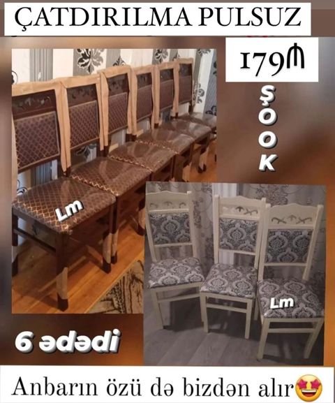 _*Oturacaq/stul*_ _Sifarişlə və yeni Qiymət *179₼*( 6 ədədi) — Bakı