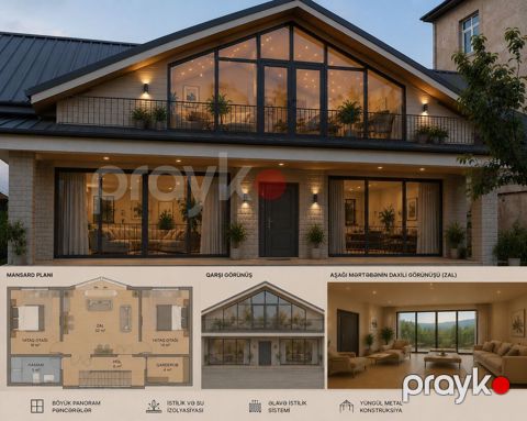 Mansard tipli ev layihəsi – geniş panoram pəncərələr və yüngül metal — Mehdiabad