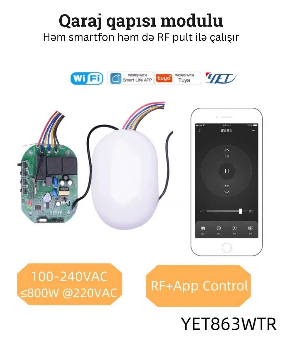 Ağıllı Qaraj Qapısı İdarəetmə Modulu, WiFi + RF — Təhlükəsizlik sistemləri, Bakı