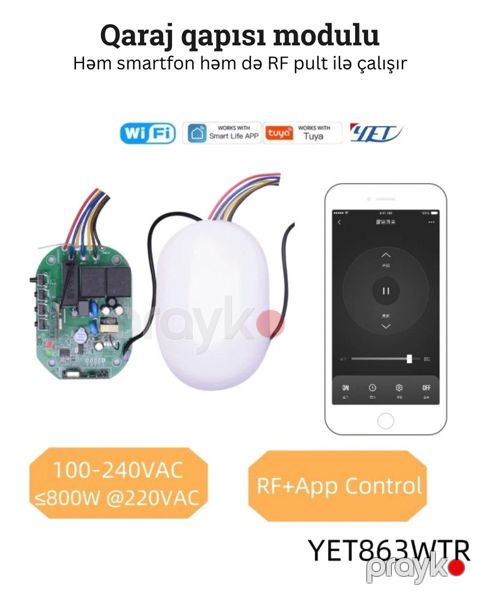 Ağıllı Qaraj Qapısı İdarəetmə Modulu, WiFi + RF — Bakı