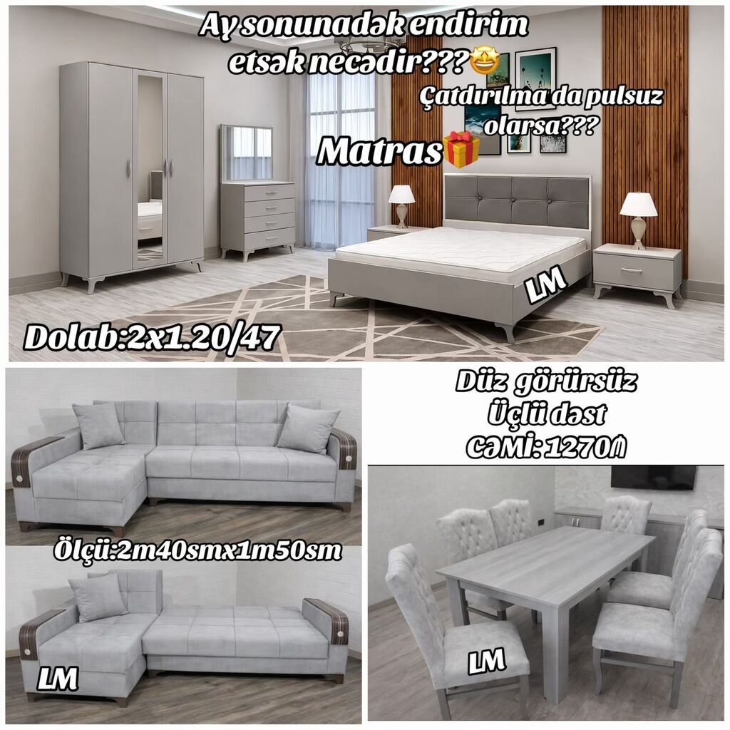*Yataq dəsti+divan+masa dəsti* Çatdırılma + quraşdırılma şəhər daxili — Mebel, Bakı (2)