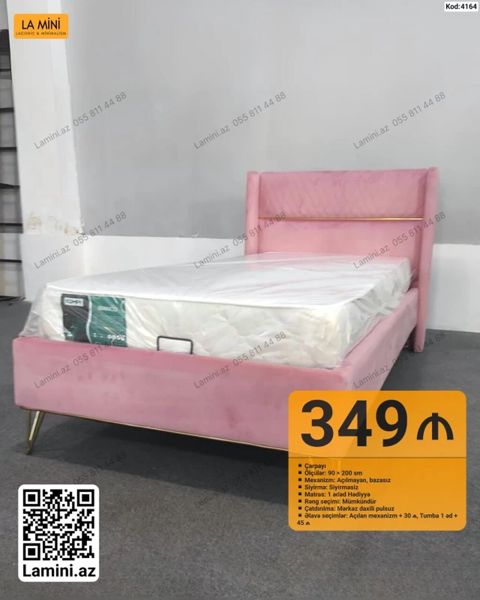 Məhsul: Çarpayı Ölçü: 90 200 sm Mexanizm: Açılmayan, bazasız — Bakı