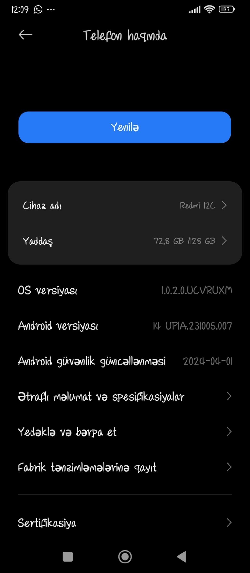 Redmi 12C, 128 GB, rəng - Mavi, Barmaq izi — Elektronika, Cəlilabad (3)