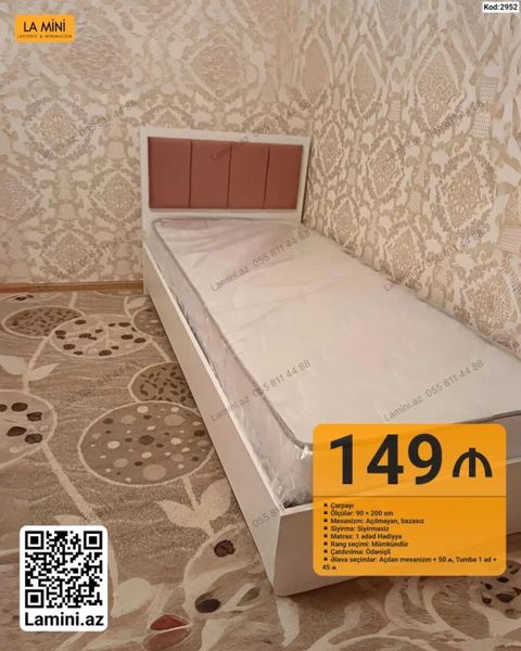Məhsul: Çarpayı (Kod: 2952) - Ölçü: 90 x 200 sm - Mexanizm — Bakı