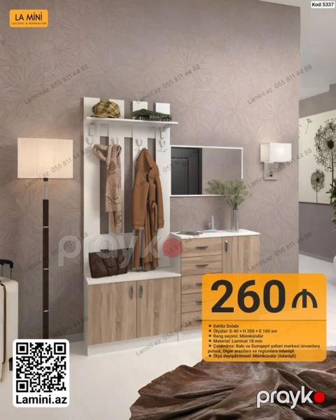 Dəhliz dəsti – Kod: 5337 - Daxili dolab və asılqan bölməsi, üst rəf — Bakı