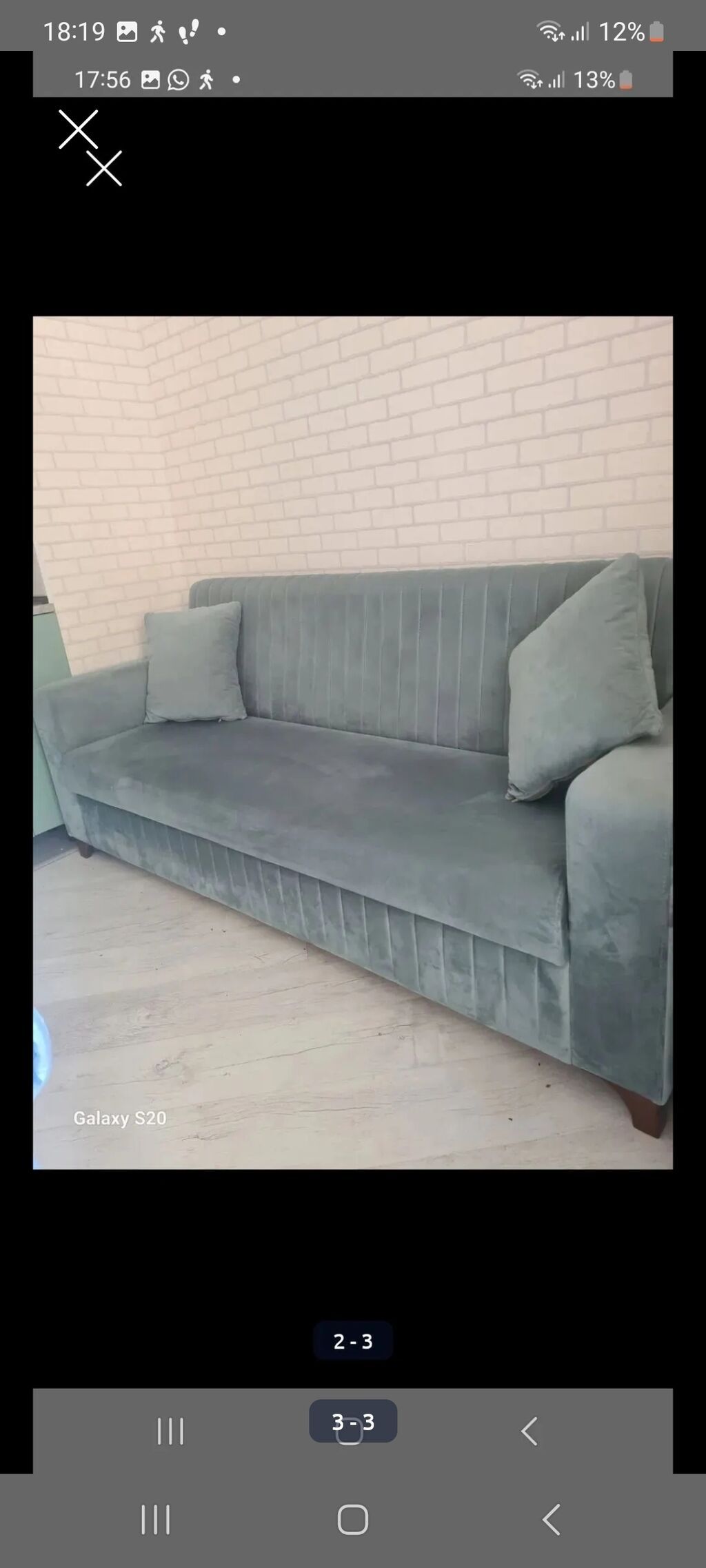 Mavi-yaşıl tonlarda, müasir dizaynlı 3 nəfərlik divan - Parça — Mebel, Bakı (3)