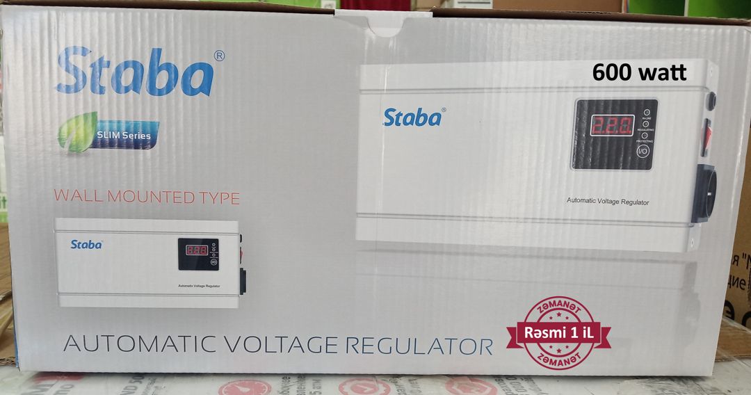 Staba Slim 600 Vatt avtomatik gərginlik stabilizatoru - 1 il zəmanət — Gərginlik stabilizatoru, Bakı (2)