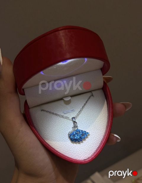 Məhsul: Gümüş boyunbağı – mavi kristallı qanad formalı kulon — Bakı