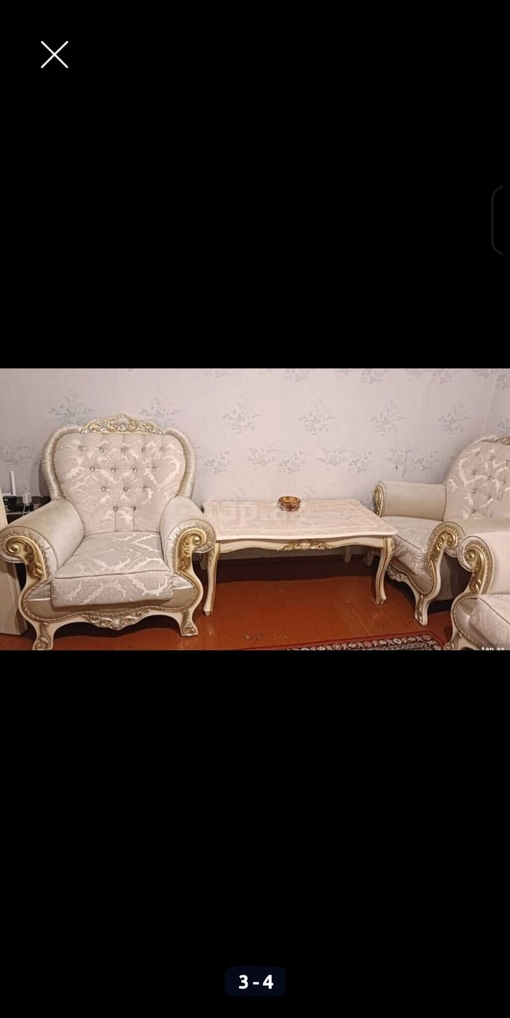 Klassik üslubda qonaq otağı dəsti Tərkib: - 3 nəfərlik divan – krem — Mebel, Mingəçevir (2)