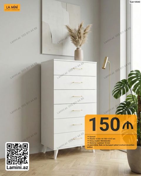 Məhsul: Komod (Kod: 10543) - Ölçülər: D 33 H 150 E 67 sm — Bakı