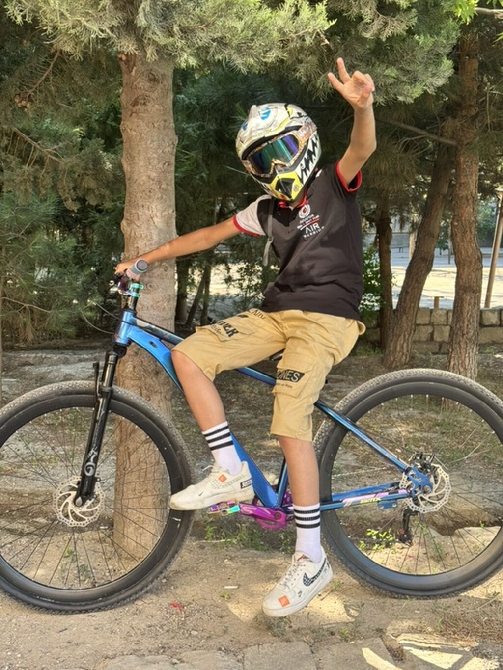 Uşaq üçün motocross/velosiped kaskası və qoruyucu eynək seti - Növ — Avto, Sumqayıt (4)