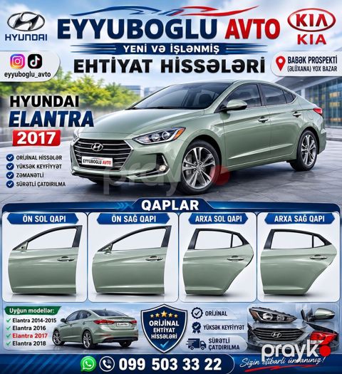 Hyundai Elantra üçün qapılar – orijinal ehtiyat hissələri Uyğunluq