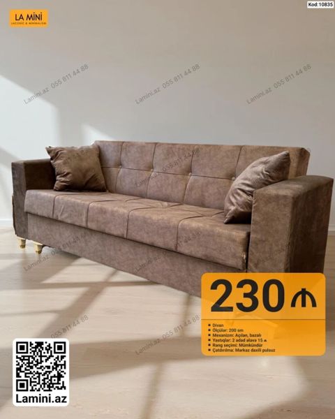 Məhsul: Divan (Kod: 10835) - Ölçü: 200 sm - Mexanizm: Açılan, bazalı — Bakı