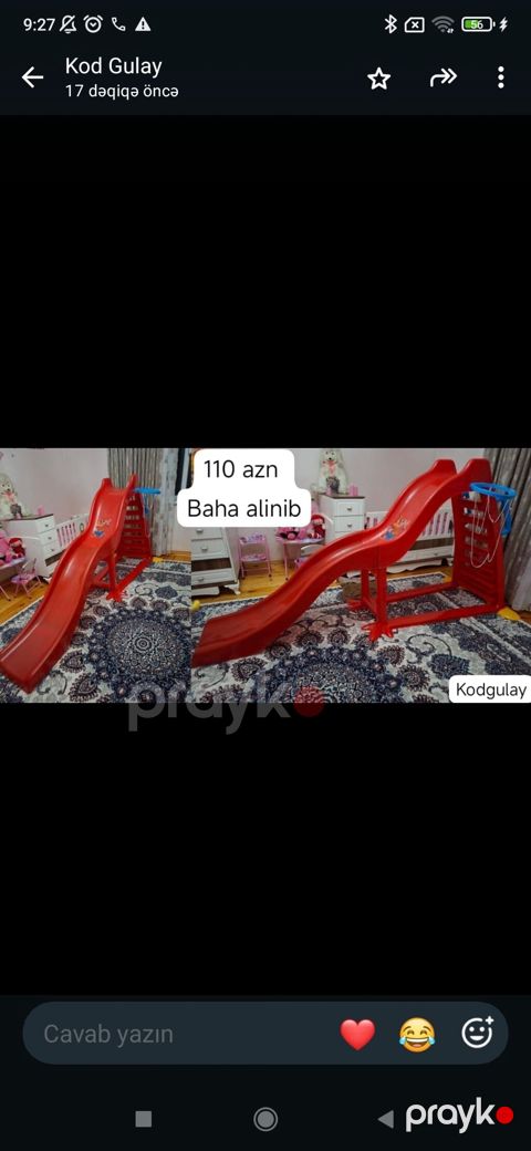 Uşaq sürüşkəni – qırmızı rəngdə, ev və ya bağ üçün uyğundur. Sabit