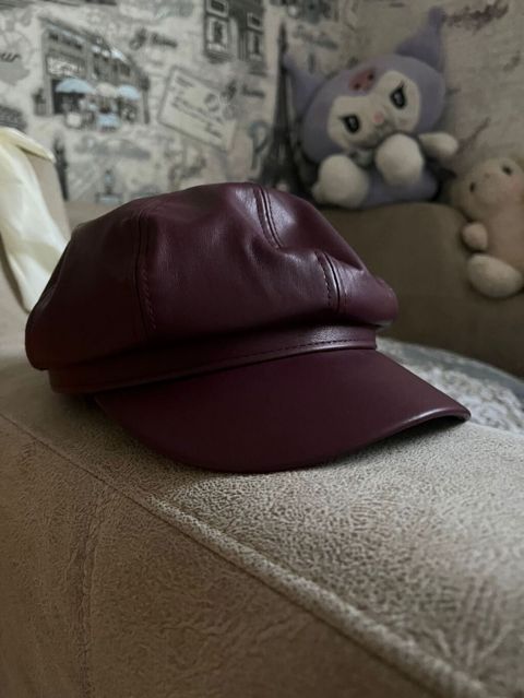 Bordo rəngli dəri beysbol papağı - Material: hamar süni dəri - Rəng — Bakı