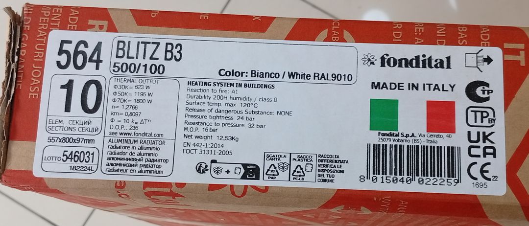 Radiator Seksiya Fondital Blitz B3 — İtaliya istehsalı — Radiatorlar, Bakı (8)