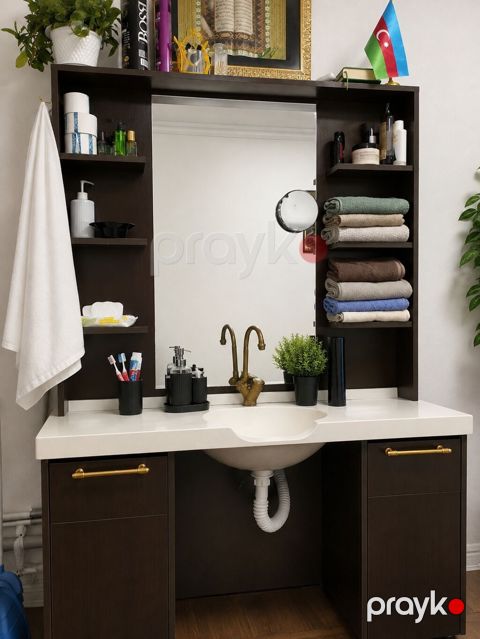 Vanna otağı üçün dəst – güzgülü lavabo masası və saxlama modulu — Mehdiabad