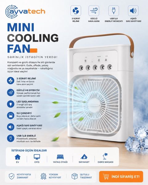 Mini Cooling Fan – Su ilə işləyən portativ soyuducu — Bakı
