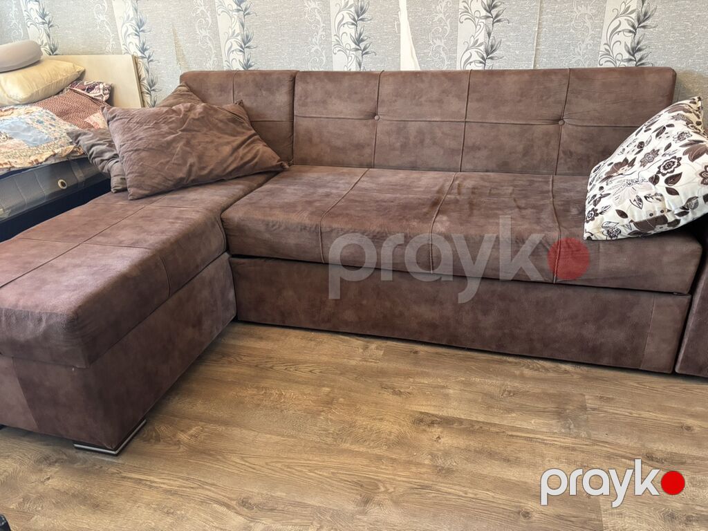 Künc divan – L formalı, sadə və rahat dizayn - Rəng: tünd/qəhvəyi — Mebel, Bakı (6)