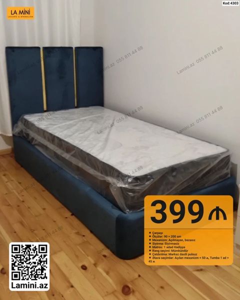 Məhsul: Çarpayı (Kod: 4303) - Ölçü: 90 x 200 sm - Mexanizm — Bakı