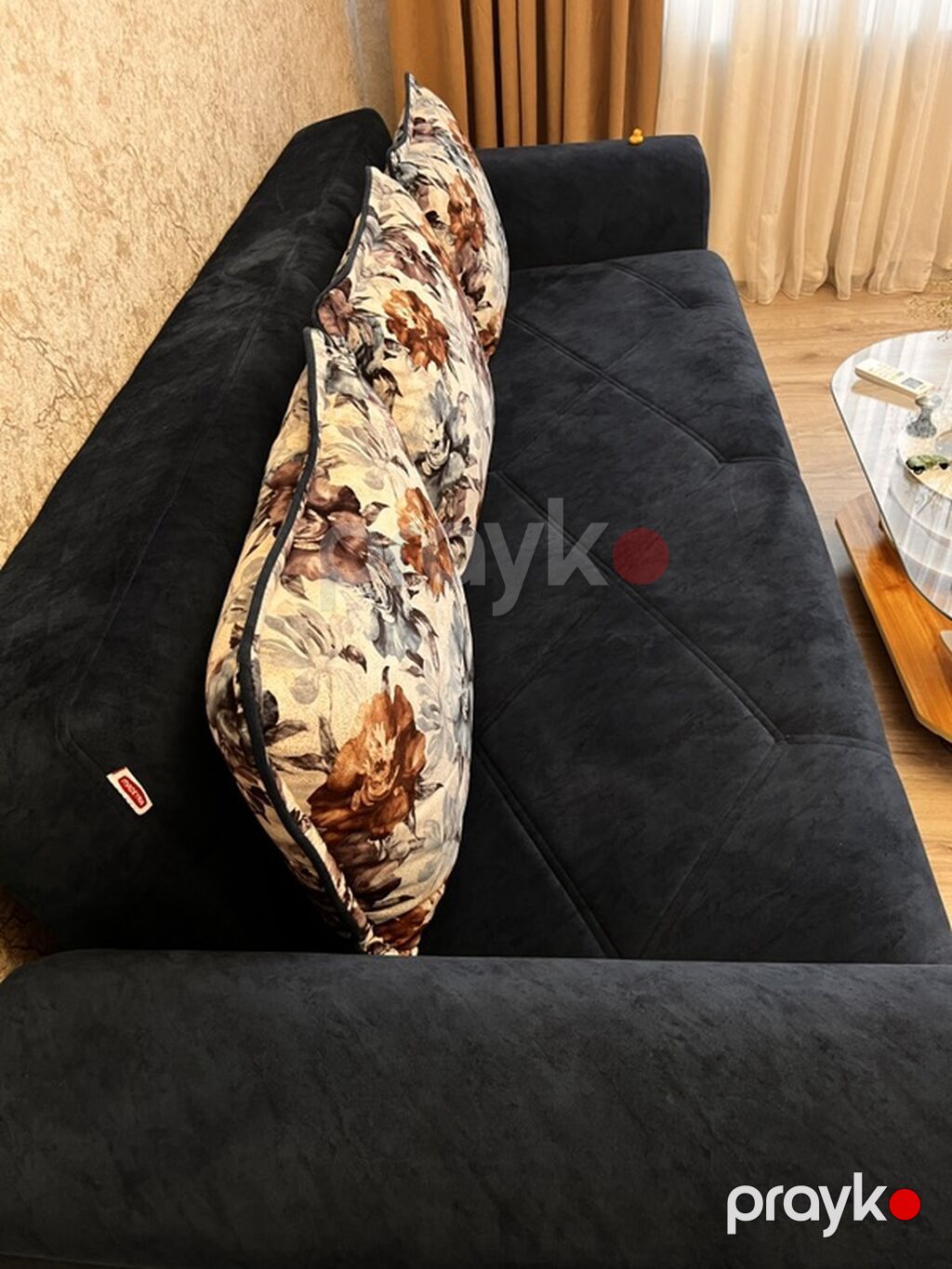 Qara rəngli rahat divan – 3 ədəd dekorativ iri yastıqla - Rəng və — Mebel, Bakı (3)