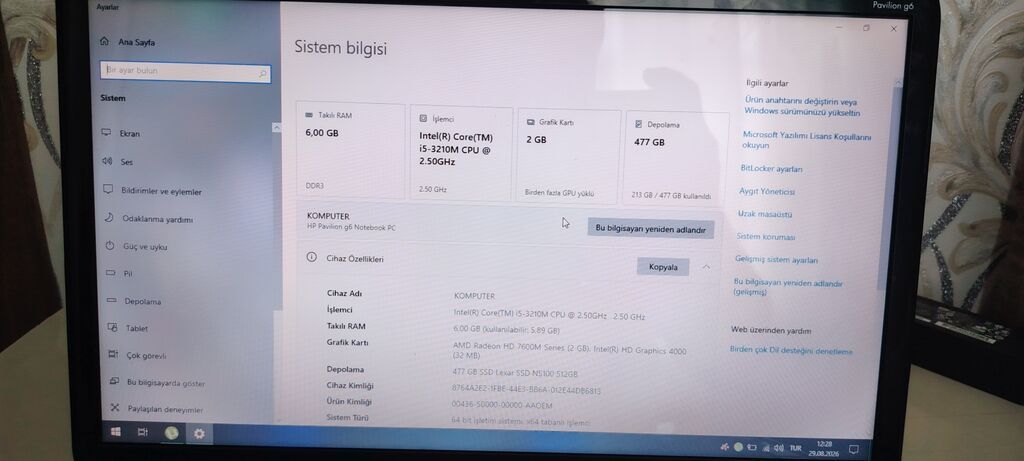 HP Pavilion g6 noutbuku - Ekran: 15.6" HD, parlaq panel - Prosessor — HP, Tərtər (4)