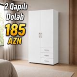 Düz dolab, Yataq otağı üçün, Paltar üçün, Açılan, Korpuslu, 2 qapılı — Мебель