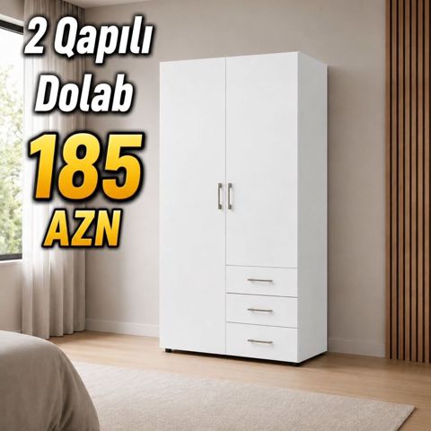 Düz dolab, Yataq otağı üçün, Paltar üçün, Açılan, Korpuslu, 2 qapılı — Bakı