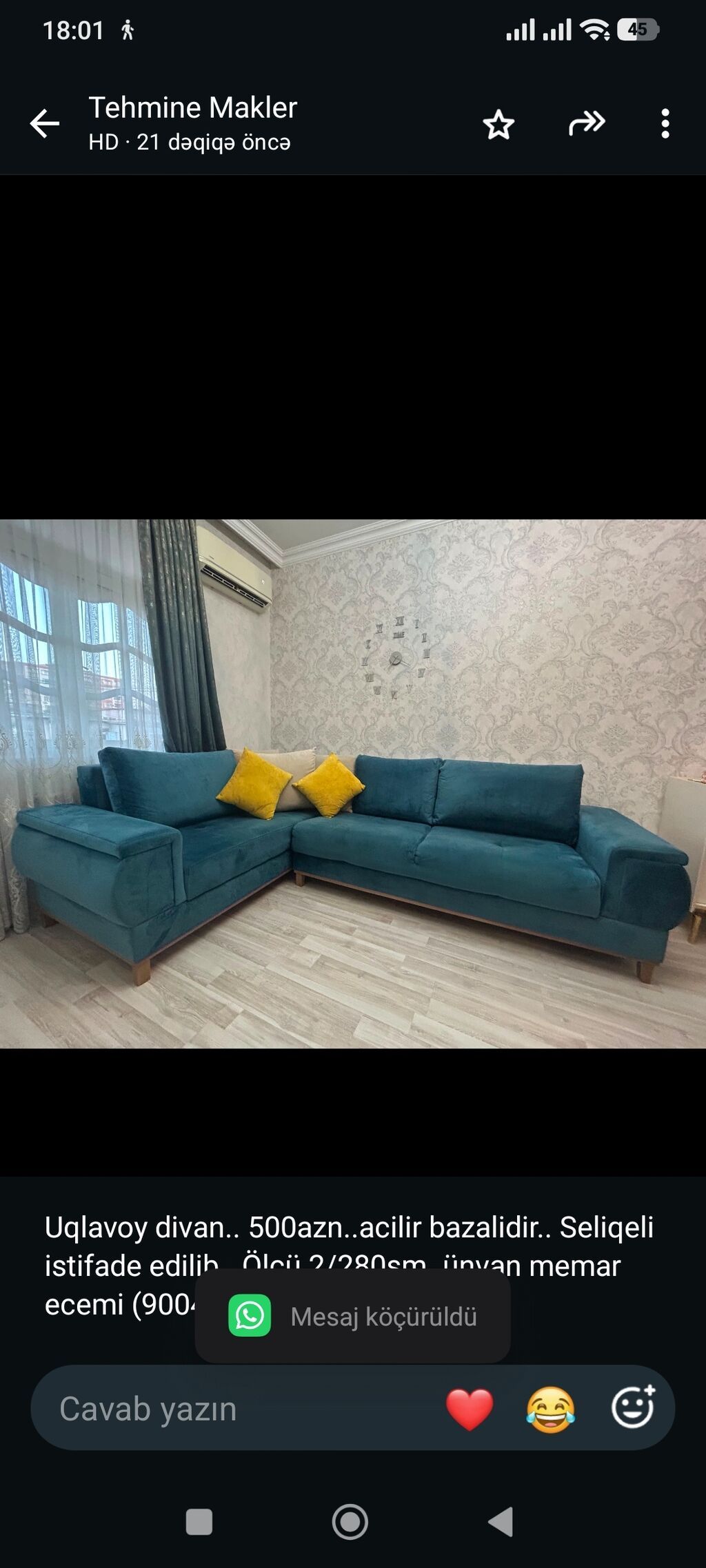Uqlavoy divan. 500azn. acilir bazalidir. Seliqeli istifade edilib — Mebel, Bakı