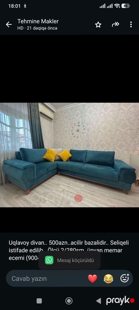 Uqlavoy divan. 500azn. acilir bazalidir. Seliqeli istifade edilib