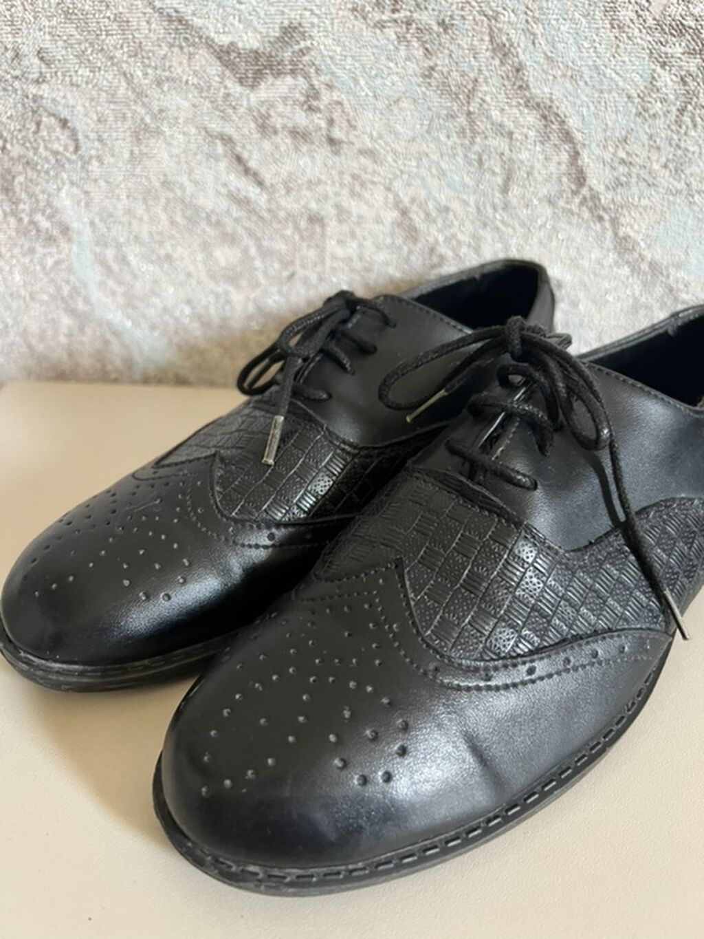 Qara rəngli klassik bağlamalı ayaqqabı - Stil: Broq üslubunda, ucluq — Ayaqqabılar, Bakı (3)