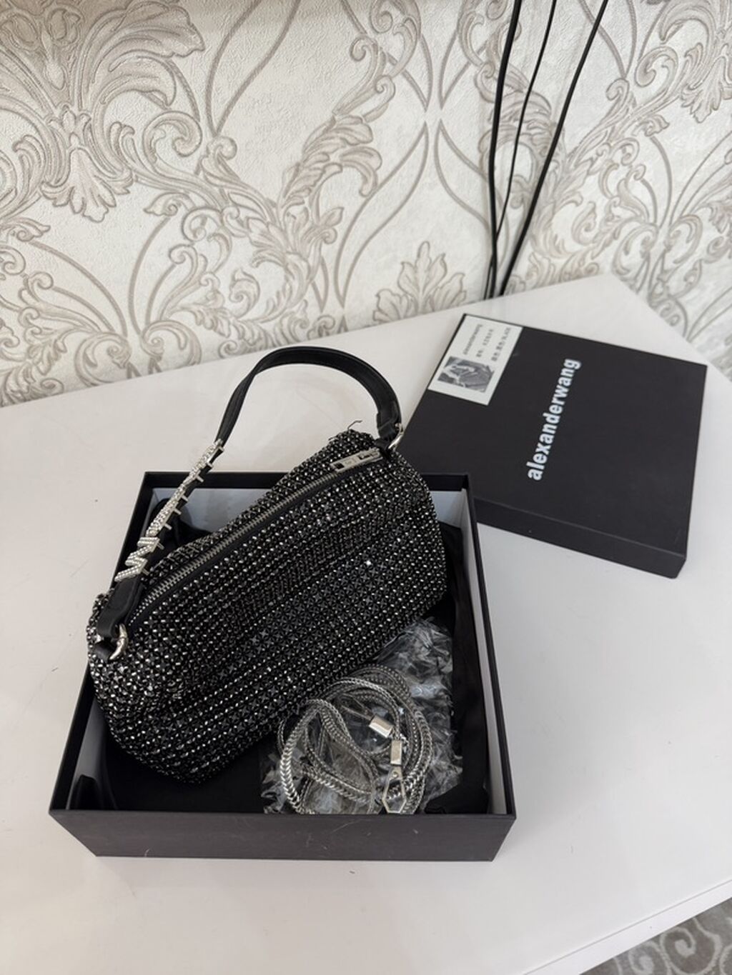 Alexander Wang miniatür çanta – kristal daşlarla bəzədilmiş, qara — Çantalar, Bakı (4)