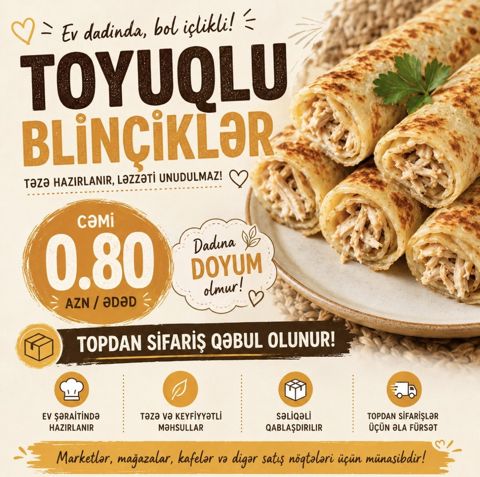 Toyuqlu blinçiklər — Bakı