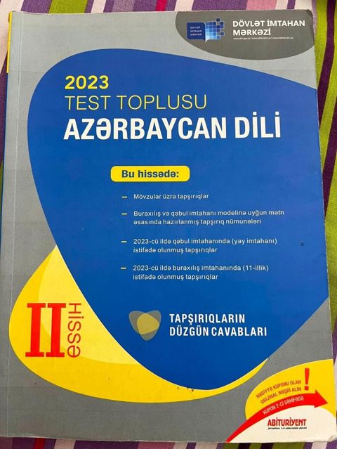 Azərbaycan dili Testlər 11-ci sinif, DİM, 2-ci hissə, 2023 il — Bakı
