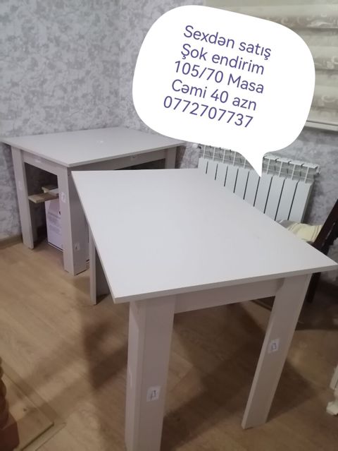 Mətbəx masası, Yeni, Açılmayan, Laminat, Kvadrat masa — Bakı