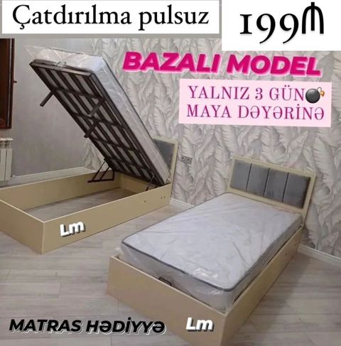 Tək bazalı çarpayı – sifarişlə və yeni - Modell: Bazalı tək çarpayı — Bakı